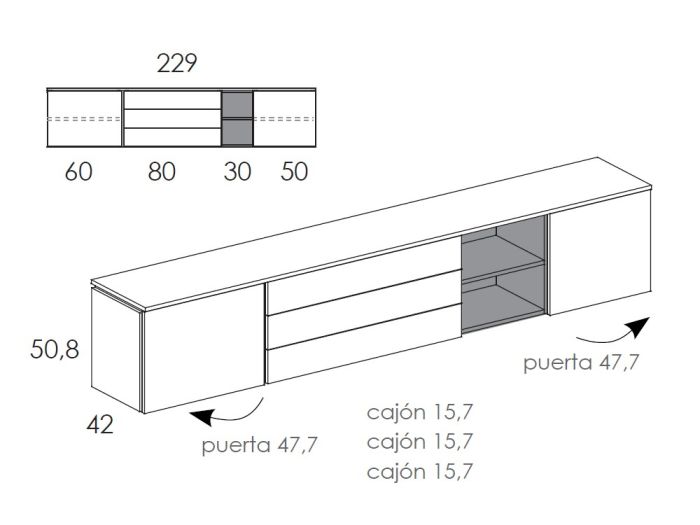 Composición Salón Cristal Laminado Muss 07, 329 Cm