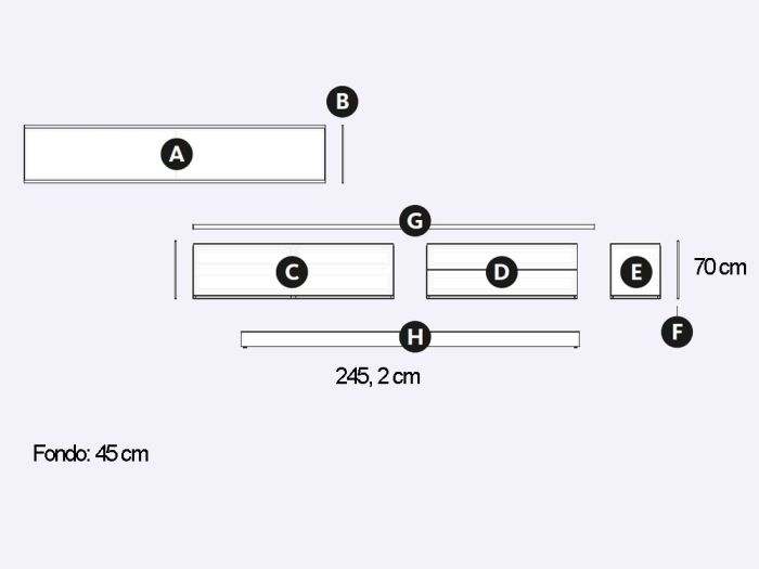 Composición Salón Laminado Haya, 245'2 Cm