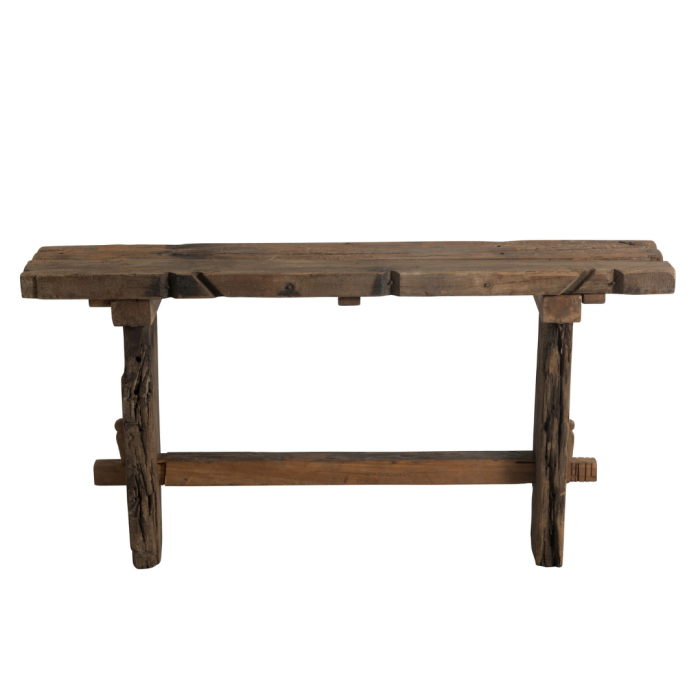 Consola vintage en madera reciclada marrón, 150 cm.