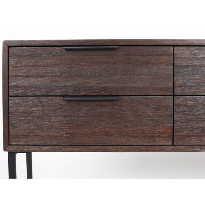 Aparador 6 Cajones Madera Teca Hierro, 135 Cm