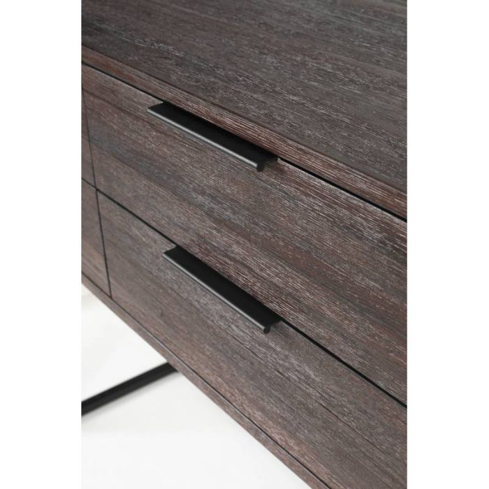 Aparador 6 Cajones Madera Teca Hierro, 135 Cm