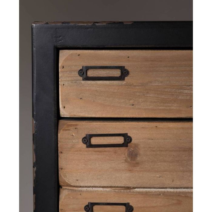 Cómoda Madera Maciza Pino Hierro Envejecido, 40 Cm