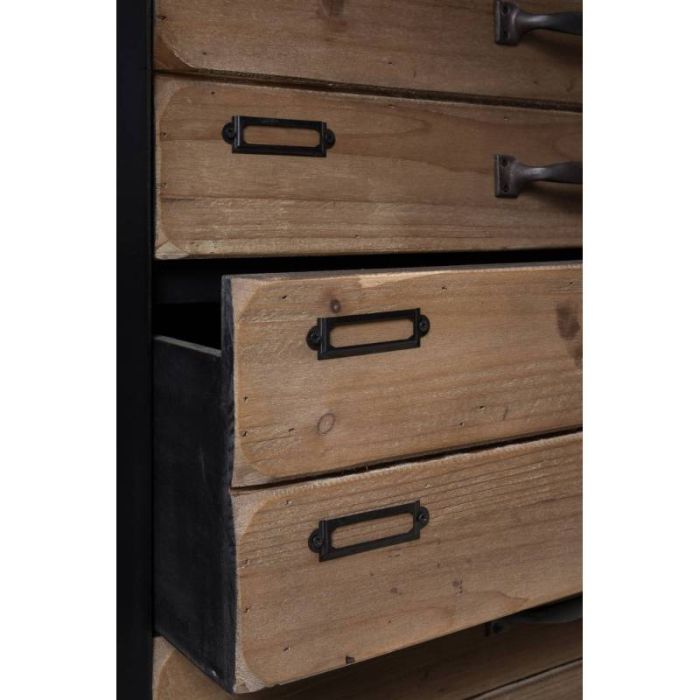Cómoda Madera Maciza Pino Hierro Envejecido, 40 Cm
