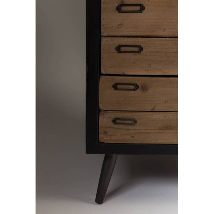 Cómoda Madera Maciza Pino Hierro Envejecido, 40 Cm