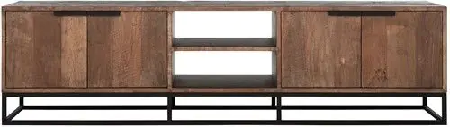 Mueble TV Listones Cosmo Madera Teca Metal, 205 Cm