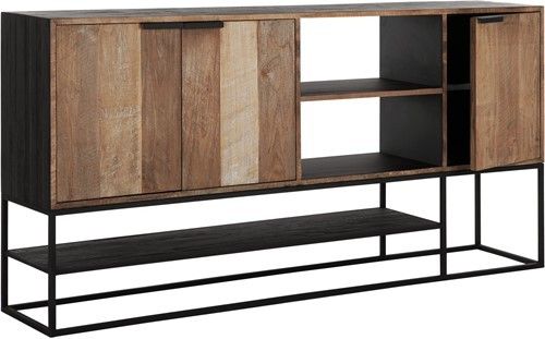Aparador Listones Madera Teca Metal, 205 Cm