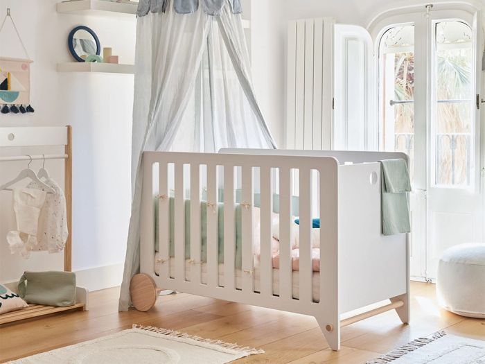 Cuna Convertible Madera Mdf Lacado Blanco, 72 Cm