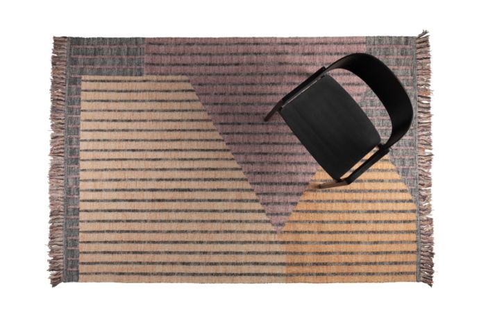 Alfombra Rayas Algodón Rosa, 230 Cm