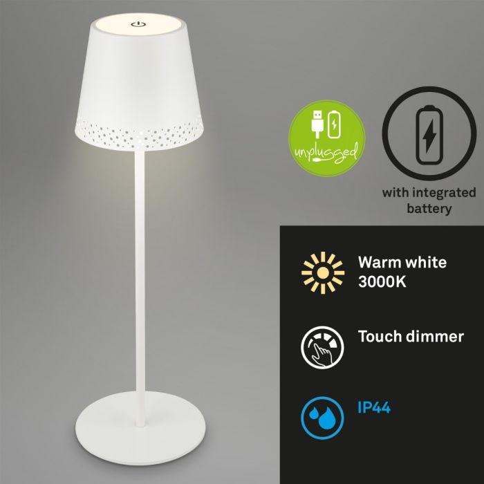 Lámpara Sobremesa Exterior Metal Blanco, 22 - 38 Cm