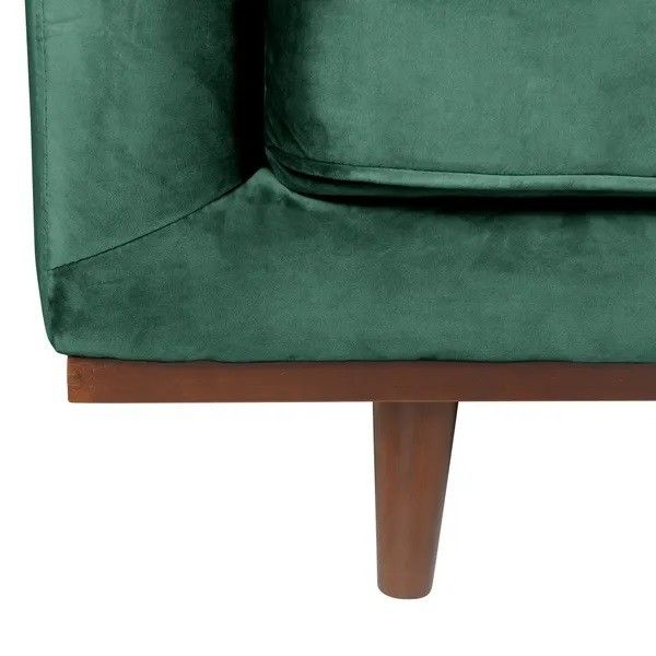 Sofá 3 Plazas Terciopelo Verde Abeto Madera, 210 Cm