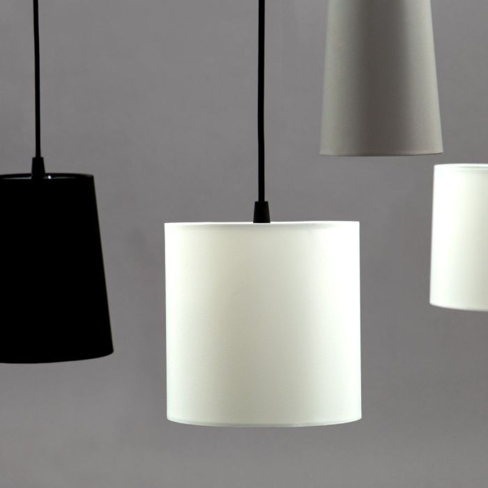 Lámpara Techo 5 Focos Metal Tejido Negro Blanco, 145 Cm