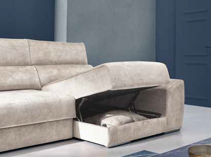 Sofá Chaiselong Deslizante Color Beige, 302 Cm