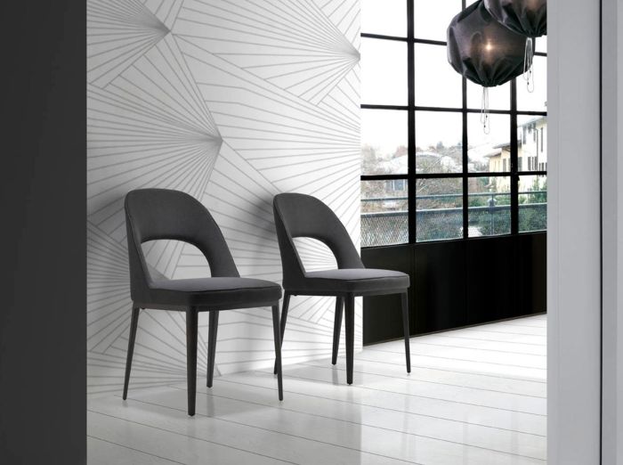 Silla Tejido Gris Oscuro Acero Negro, 47 Cm