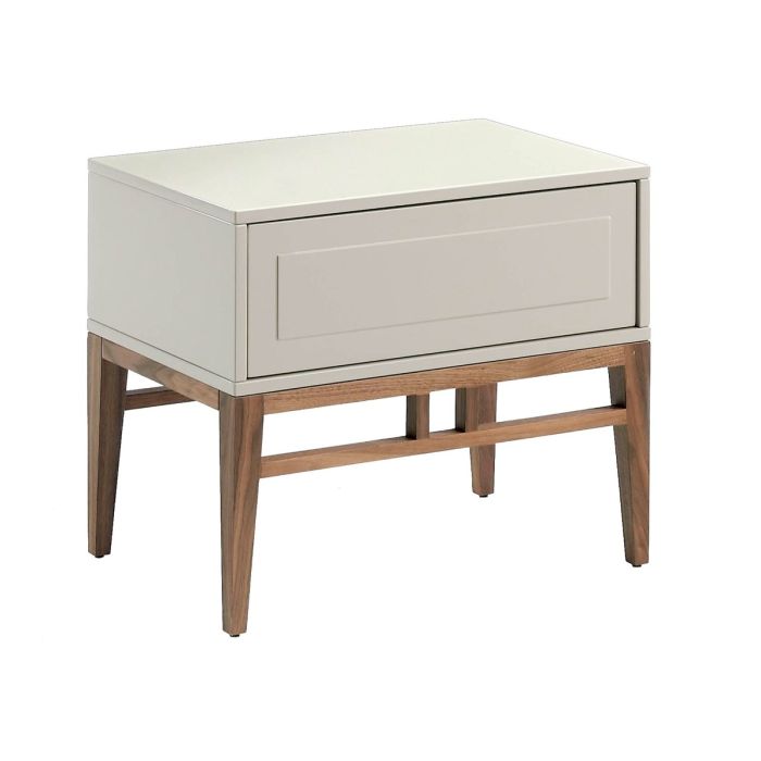 Mesita de Noche MDF Beige Chapa Nogal, 60 Cm