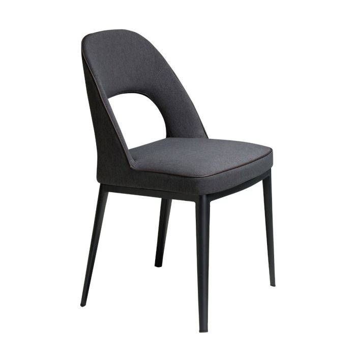 Silla Tejido Gris Oscuro Acero Negro, 47 Cm