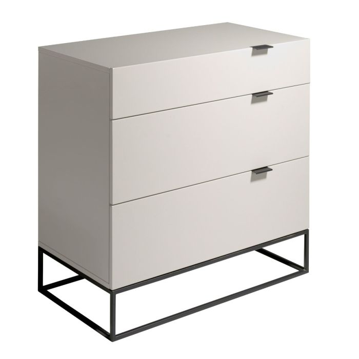 Cómoda MDF Gris Acero Negro, 80 Cm