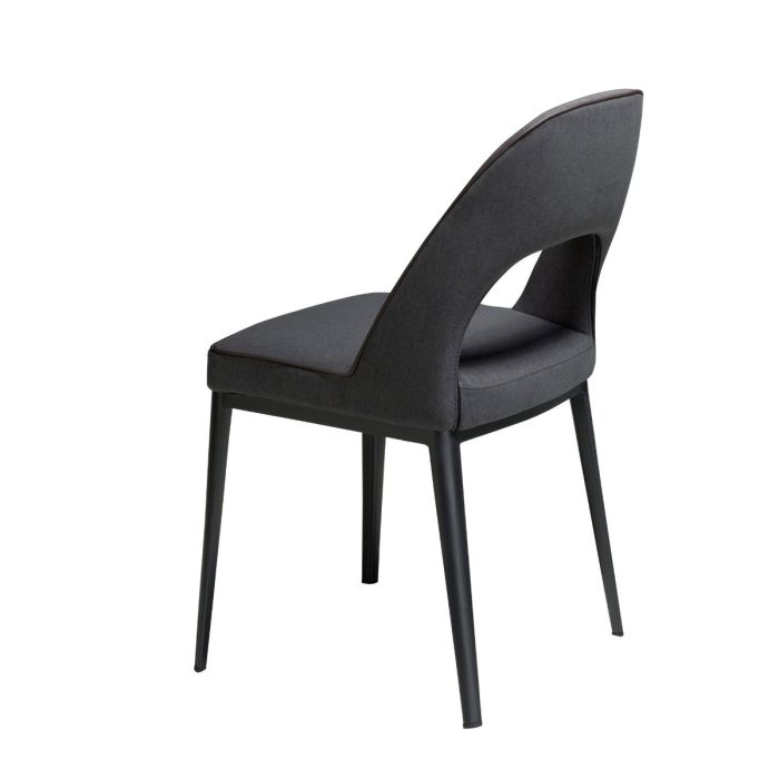 Silla Tejido Gris Oscuro Acero Negro, 47 Cm