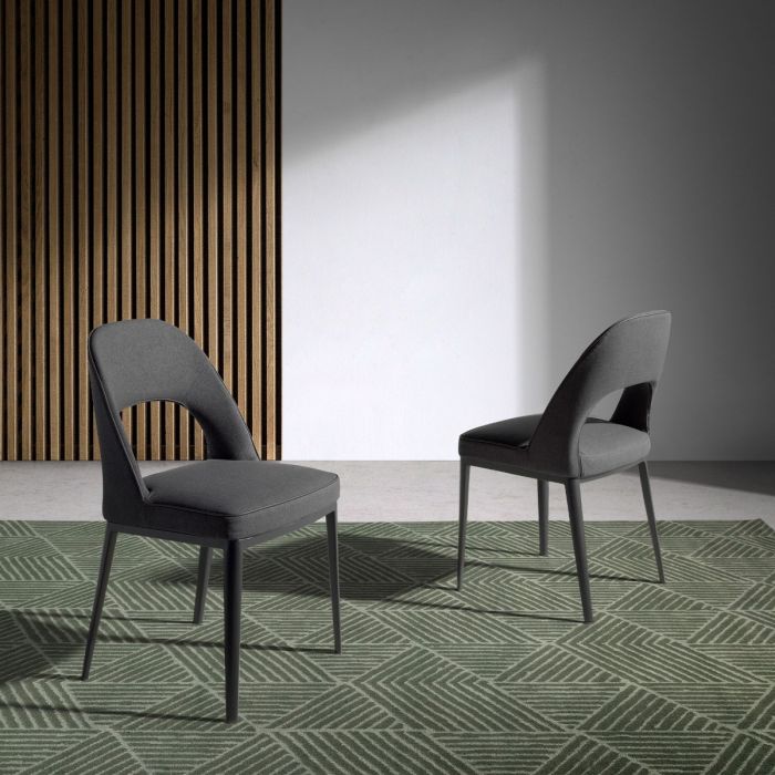 Silla Tejido Gris Oscuro Acero Negro, 47 Cm