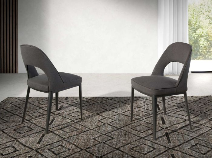 Silla Tejido Gris Oscuro Acero Negro, 47 Cm