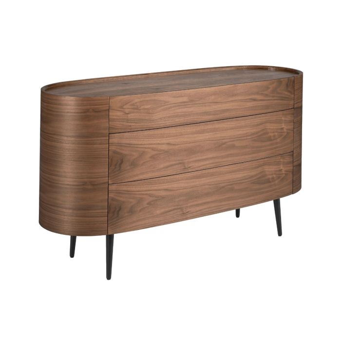 Cómoda Redonda Chapa Nogal Acero Negro, 135 Cm