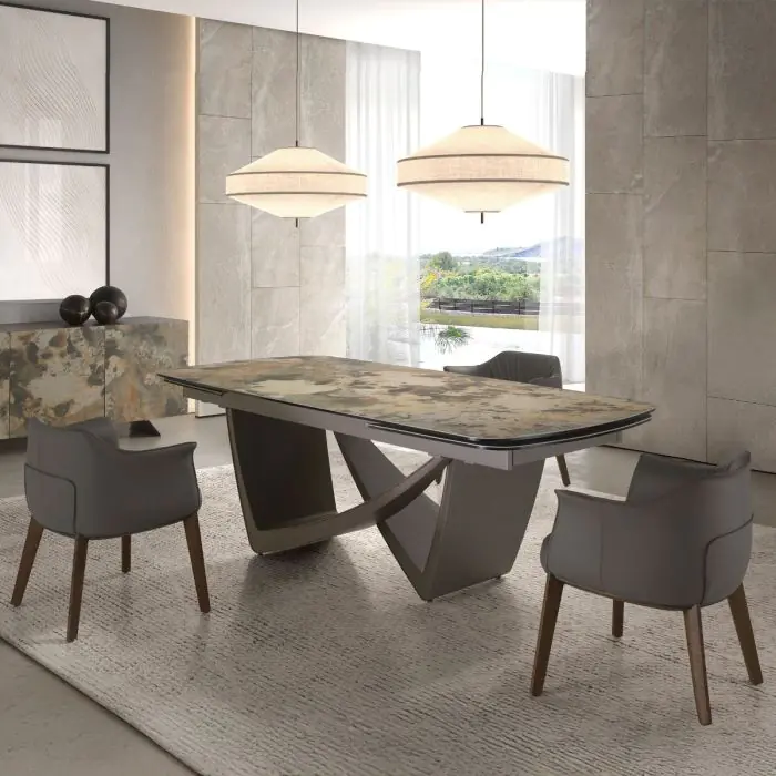 Mueble TV de Diseño Porcelánico Negro 2 Puertas 2 Cajones, 195'1 Cm