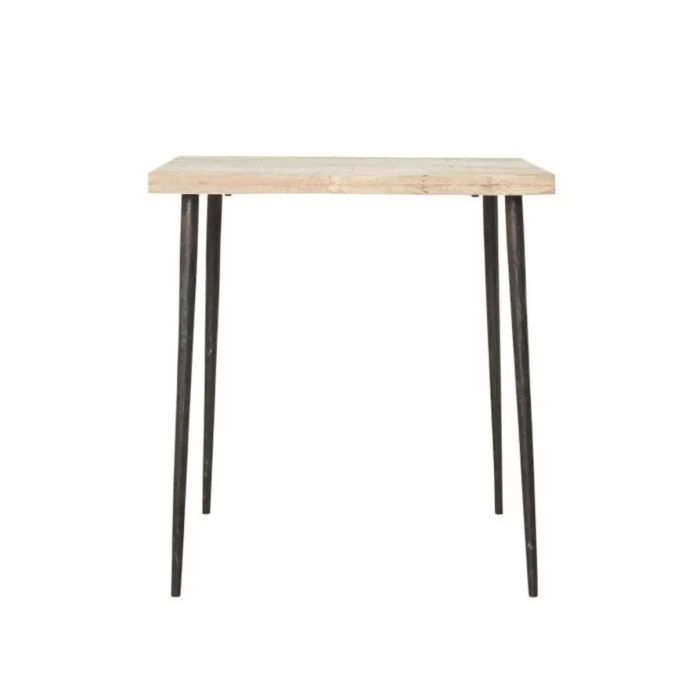 Mesa de cocina industrial en madera de mango natural con patas de hierro negro.