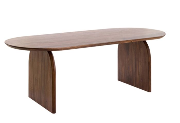 Mesa de comedor nórdica en madera de acacia marrón.