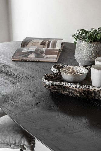 Mesa Comedor Madera Teca Negro Metal, 280 Cm
