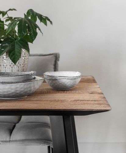 Mesa Comedor Atemporal Madera Teca Natural Hierro, 200 Cm
