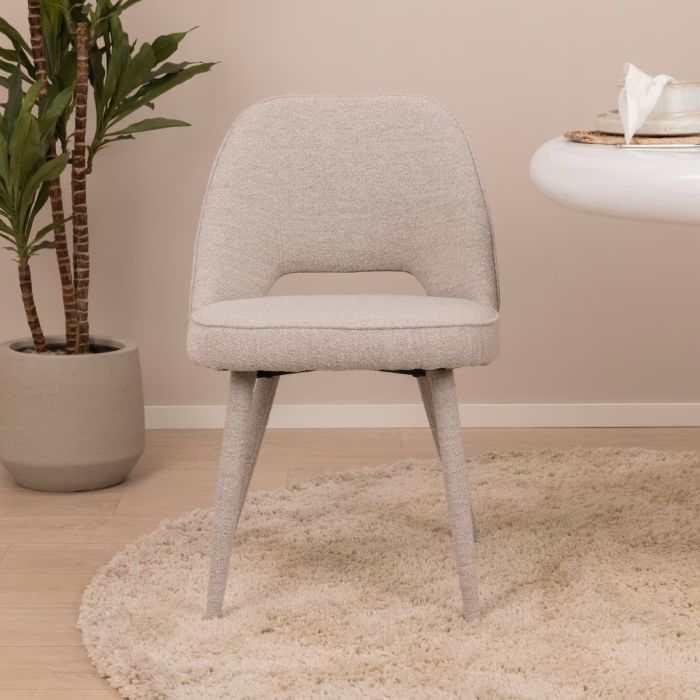 Silla Comedor Tapizado Tejido Gris Claro, 57 Cm