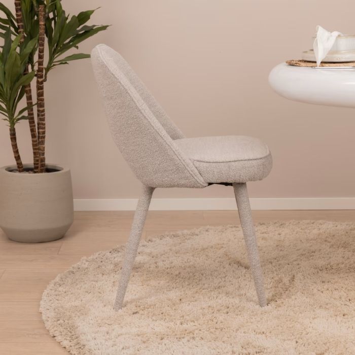 Silla Comedor Tapizado Tejido Gris Claro, 57 Cm