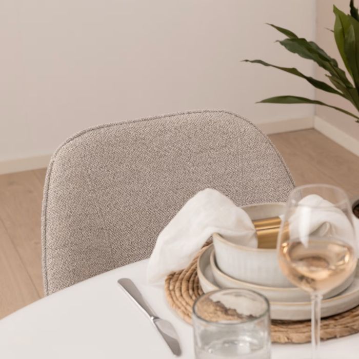 Silla Comedor Tapizado Tejido Gris Claro, 57 Cm