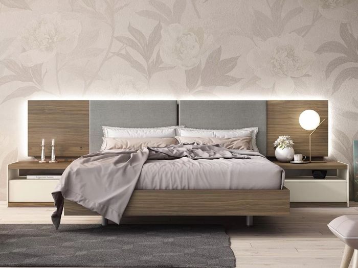 Dormitorio con Cabecero Luca Tapizado Diversa Estilo Moderno, 293 Cm