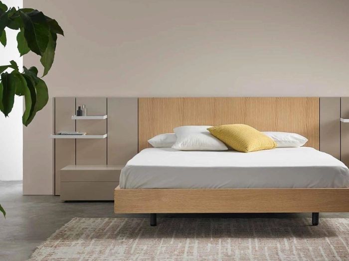 Dormitorio Cabecero Madera Roble Lacado, 332 Cm