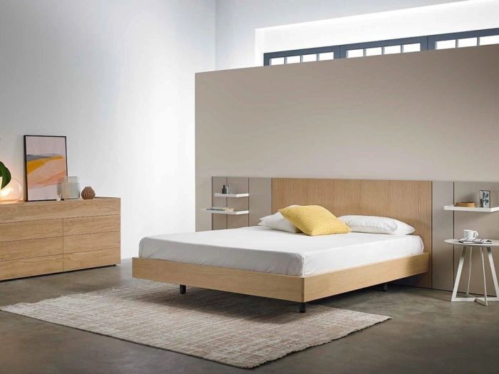 Dormitorio Cabecero Madera Roble Lacado, 332 Cm