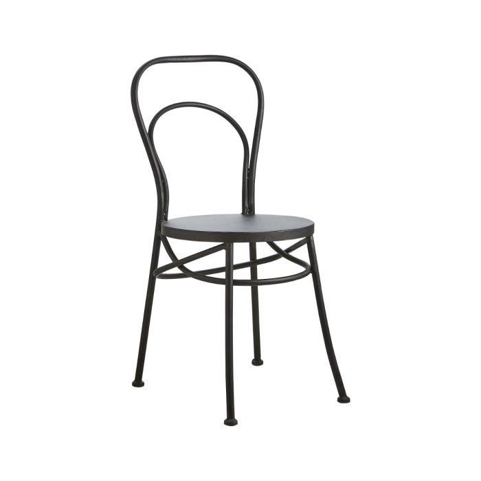 Silla industrial en hierro gris.