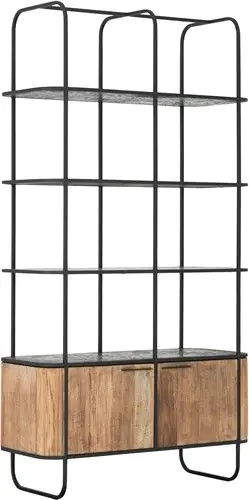 Librería Madera Teca Metal, 110 Cm