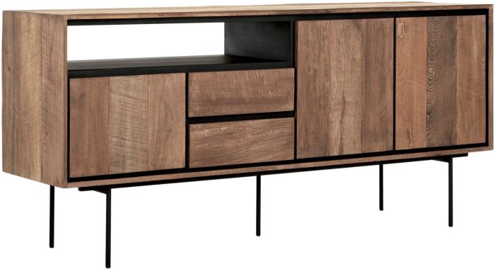 Aparador-Buffet Metropole 3 Puertas 2 Cajones Madera Teca Metal, 160 Cm