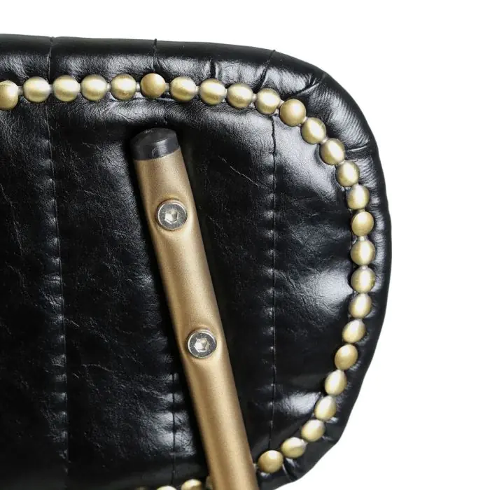 Silla Vintage Polipiel Negro Metal Dorado