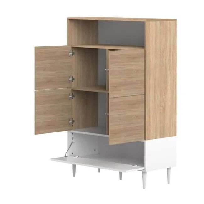 Aparador Alto Blanco Roble Natural, 140,6 Cm