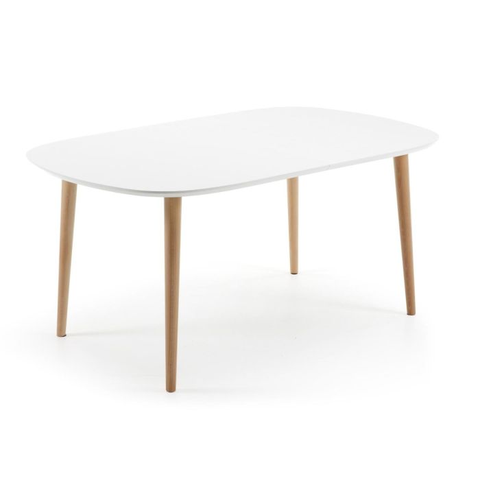 Mesa Ovalada Extensible Oqui Blanco Natural