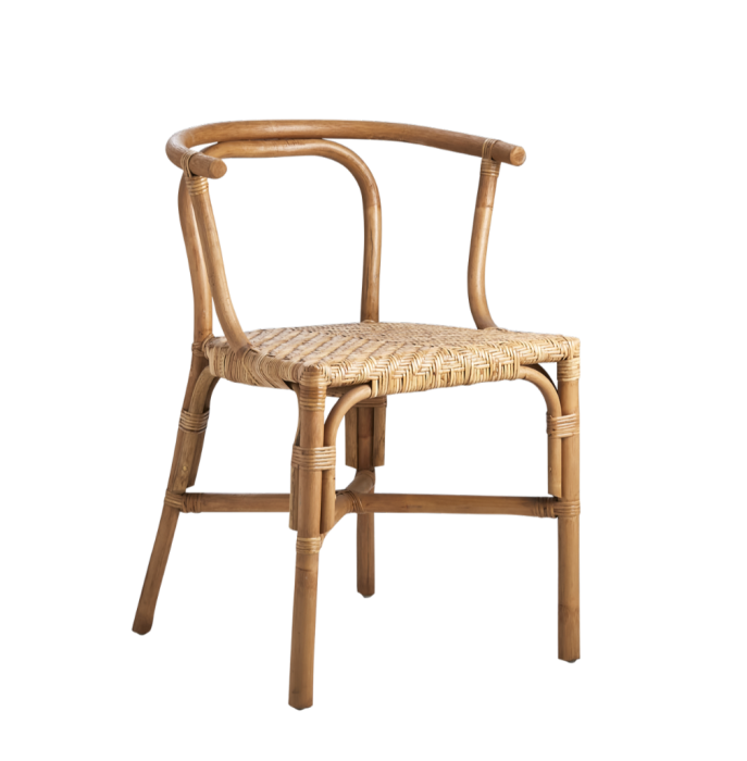 Silla étnica trenzado en ratán natural a mano.