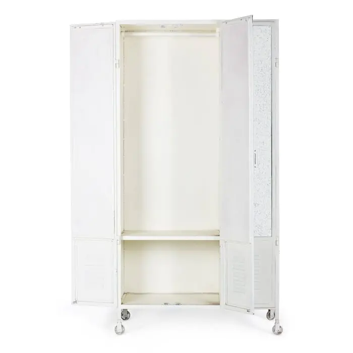 Taquilla con Ruedas Cristal Metal Blanco, 100 Cm