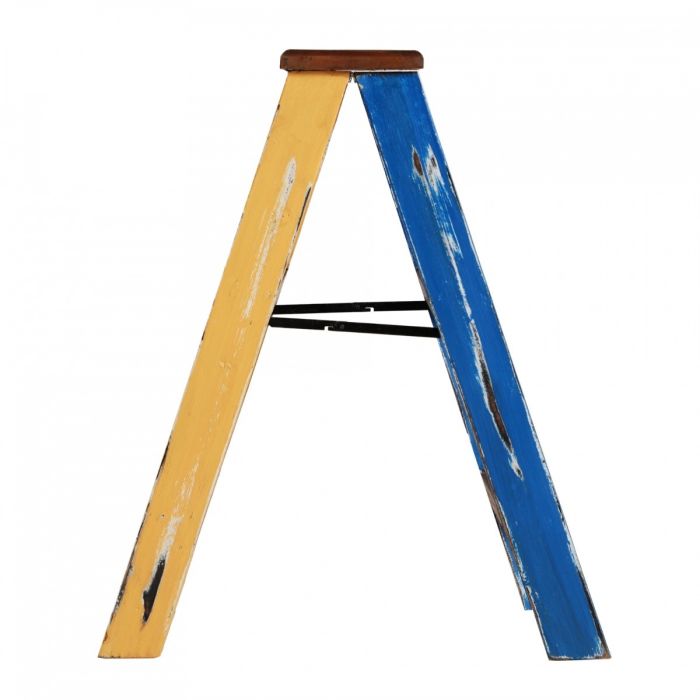 Escalera Stabie Natural/Azul Marino, 57 Cm
