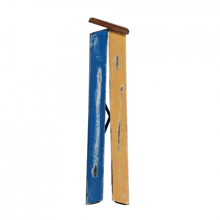 Escalera Madera de Mahogany Natural/Azul Marino, 57 Cm