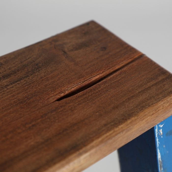 Escalera Madera de Mahogany Natural/Azul Marino, 57 Cm