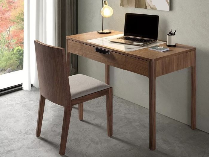 Escritorio Tocador Estilo Moderno Chapa Nogal Porcelánico, 120 Cm