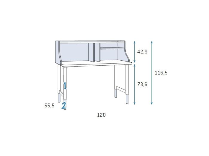 Escritorio Melamina Metal Verde Ciprés, 120 Cm