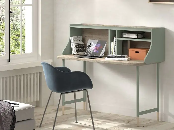 Escritorio Talent Estilo Moderno Melamina Metal Verde Ciprés, 120 Cm 