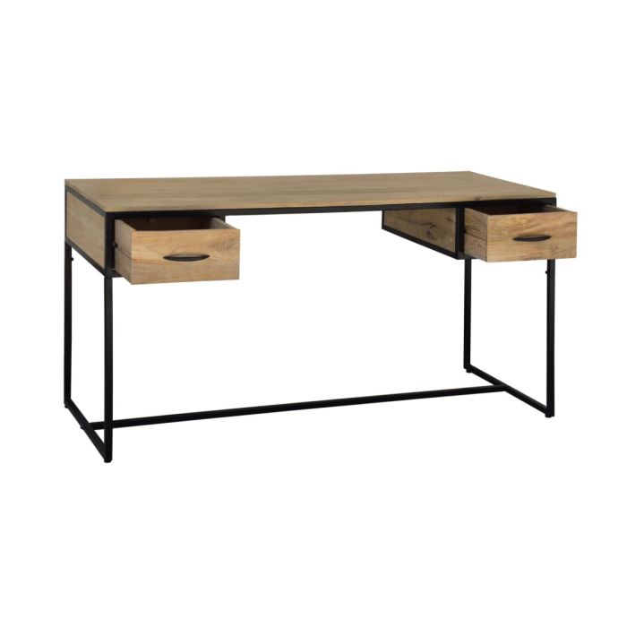 Escritorio 2 Cajones Madera Mango Hierro, 150 Cm